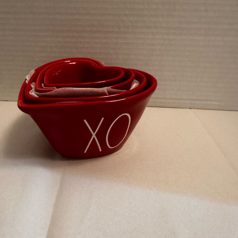 Red Heart-Shaped Bowls with XO Design